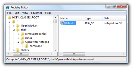 Как добавить пункт «Open with Notepad» в контекстное меню?