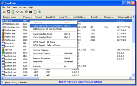 Как определить в Windows, какая программа использует порт TCP/IP?