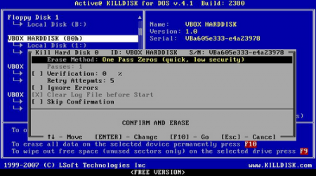 Как использовать приложение KillDisk для стирания данных жесткого диска?