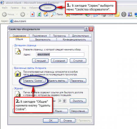 Как удалить «Cookies» в браузере Internet Explorer?
